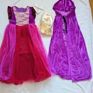 IBTOM CASTLE  Girls Witch Costume , Tulle Dress Velvet Hooded Cloak, Wig  sz 6